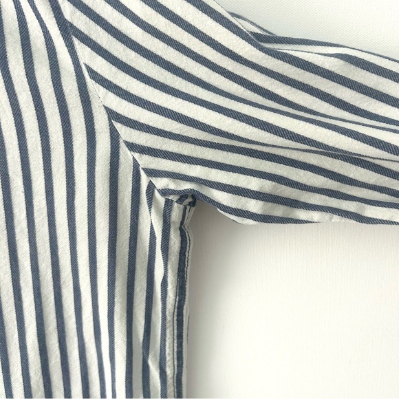 PAIGE Kadie Striped Button Up Shirt Top Blue White Long Sleeve Size Medium - Picture 12 of 16